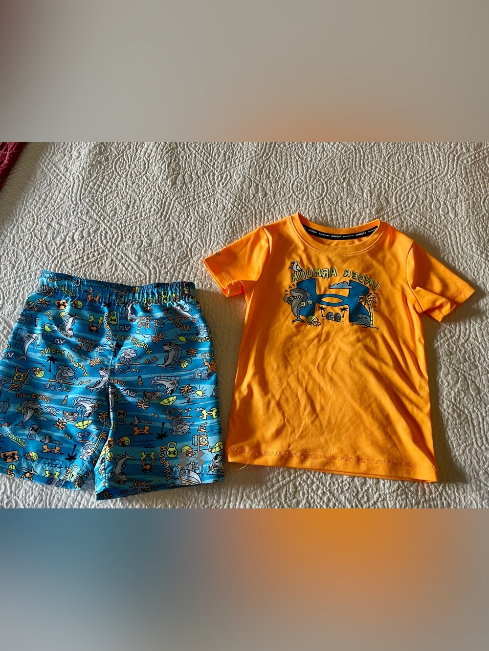 Under Armour Boys' Two Piece Swim Set Town Pool Blaze Orange